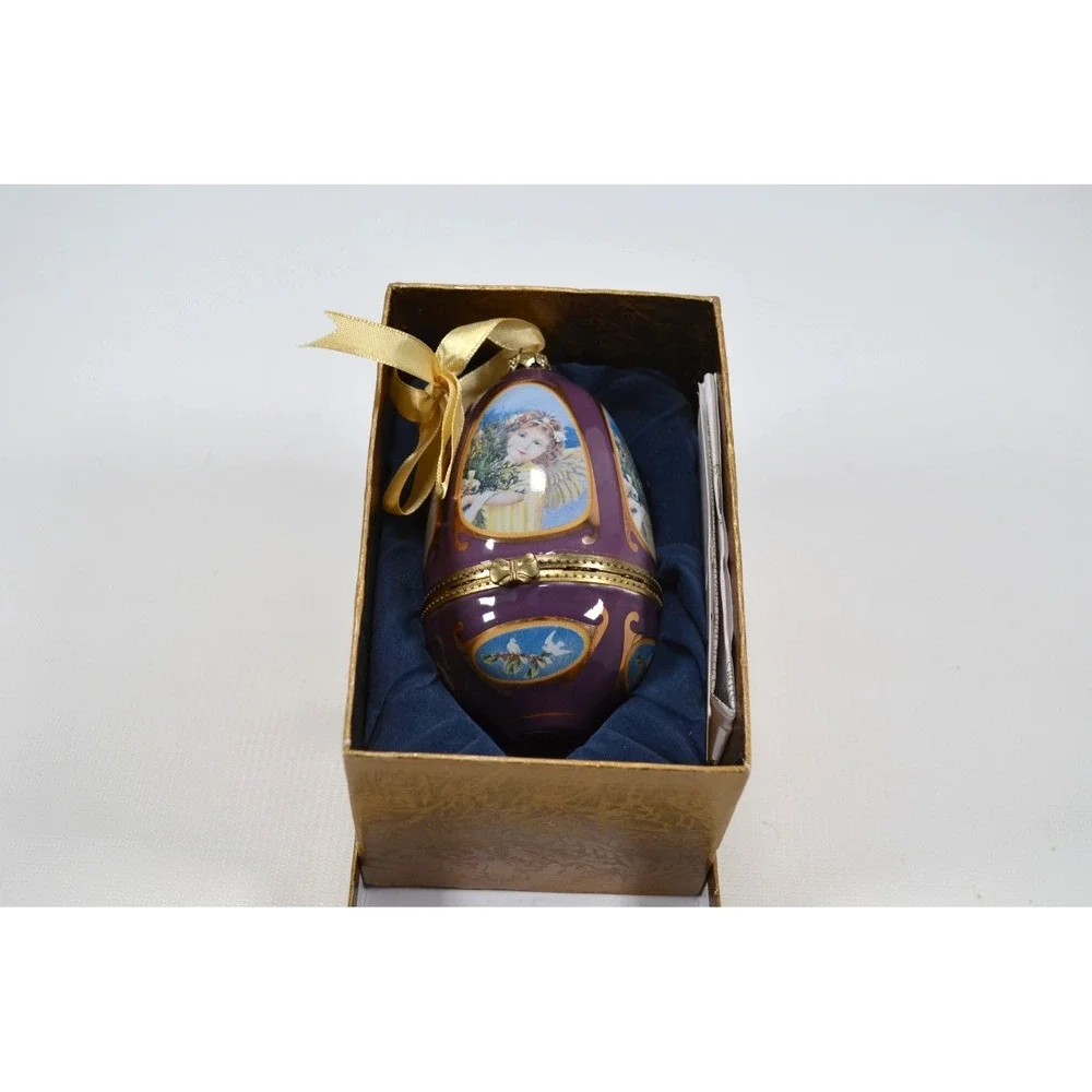 🎄Mr. Christmas Valerie Parr Hill Ornament Purple Ceramic Musical Egg With Box🎄